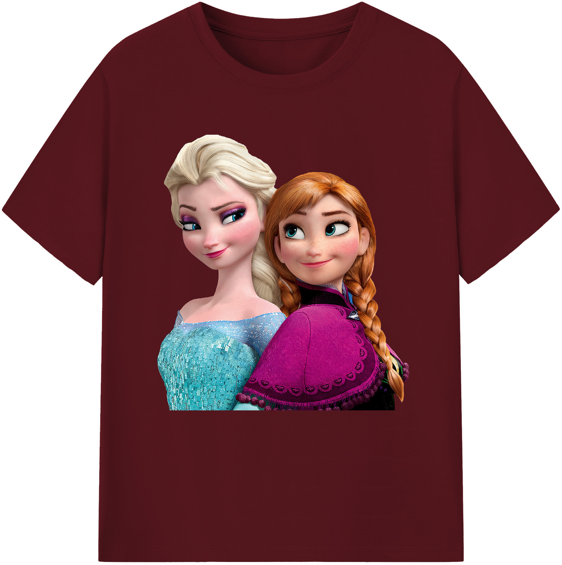 （画像用） アナと雪の女王 アンナ エルサ Frozen Anna Elsa 綿100％半袖Tシャツ（フロントプリント）
